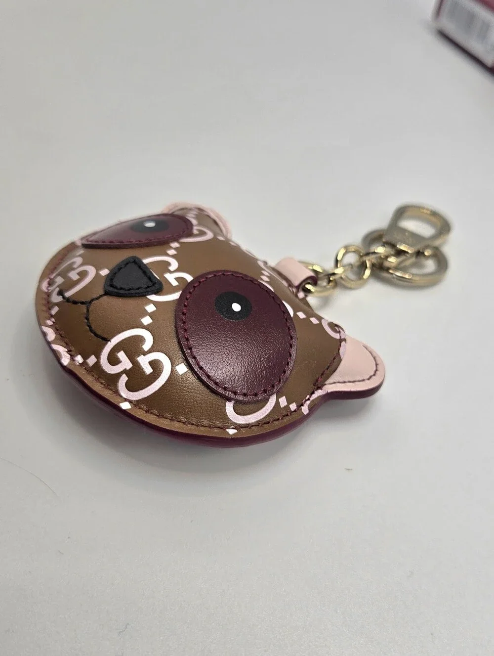 #178 - Gucci Accessory  Panda Shape 821890 Leather Bag/Key Charm - NWT